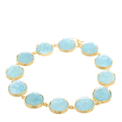 Irene Neuwirth 18K Yellow Gold Aquamarine Link Bracelet 1 of 3