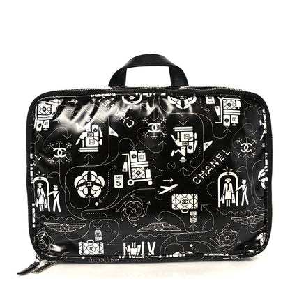Chanel Coated Canvas Airline Large Travel Bag Black White 1 of 10