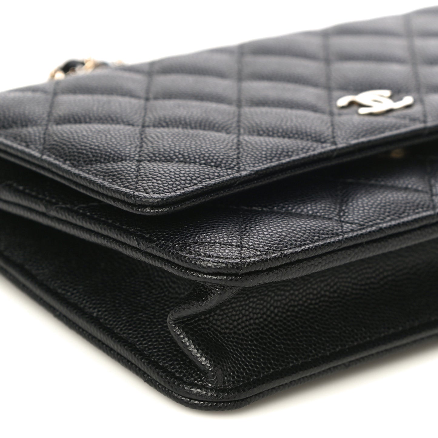 Caviar Quilted Wallet With Charms On Chain WOC Black
