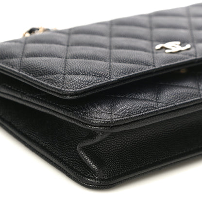 Chanel Caviar Quilted Wallet With Charms On Chain WOC Black 7 of 12