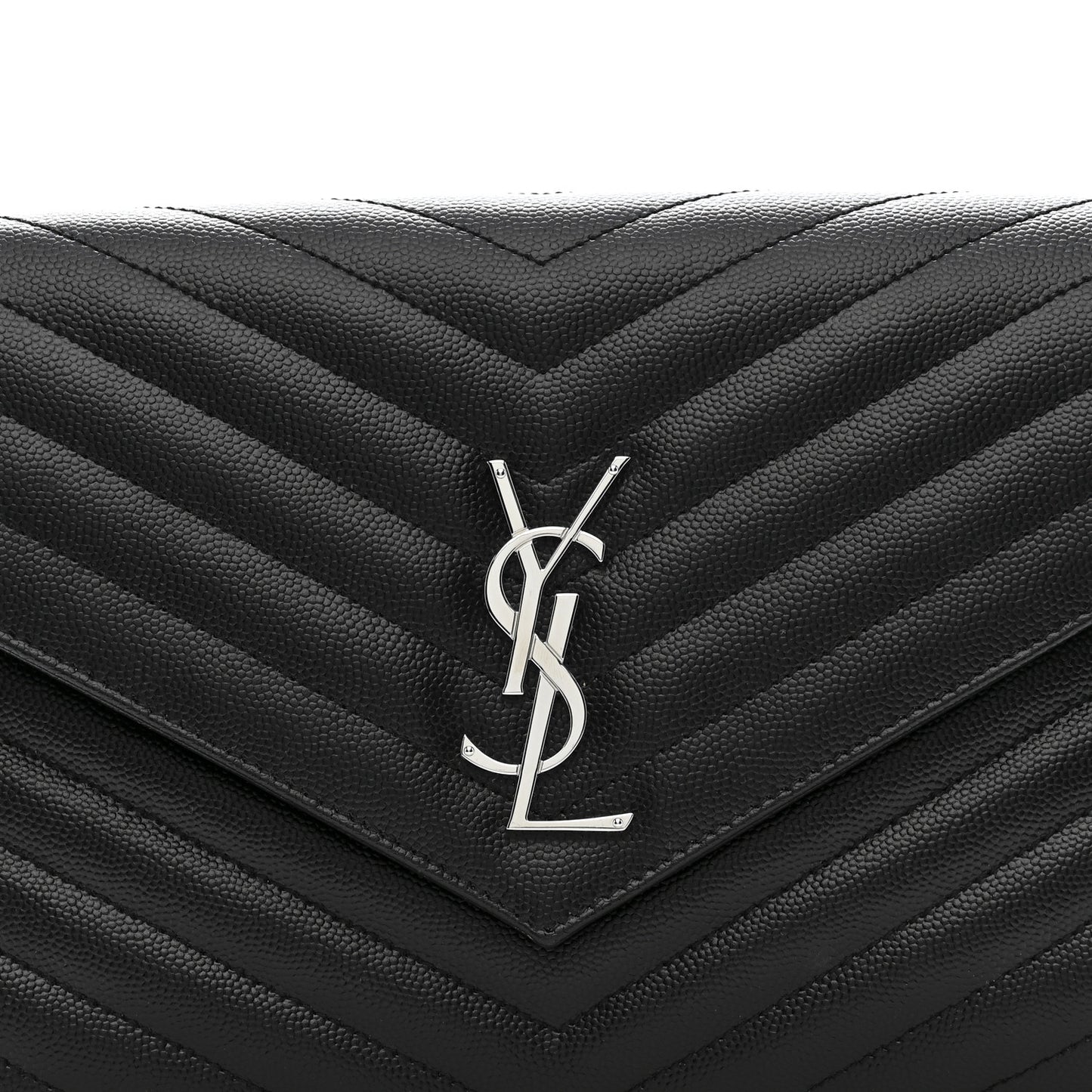 Grain De Poudre Matelasse Chevron Monogram Envelope Clutch Black