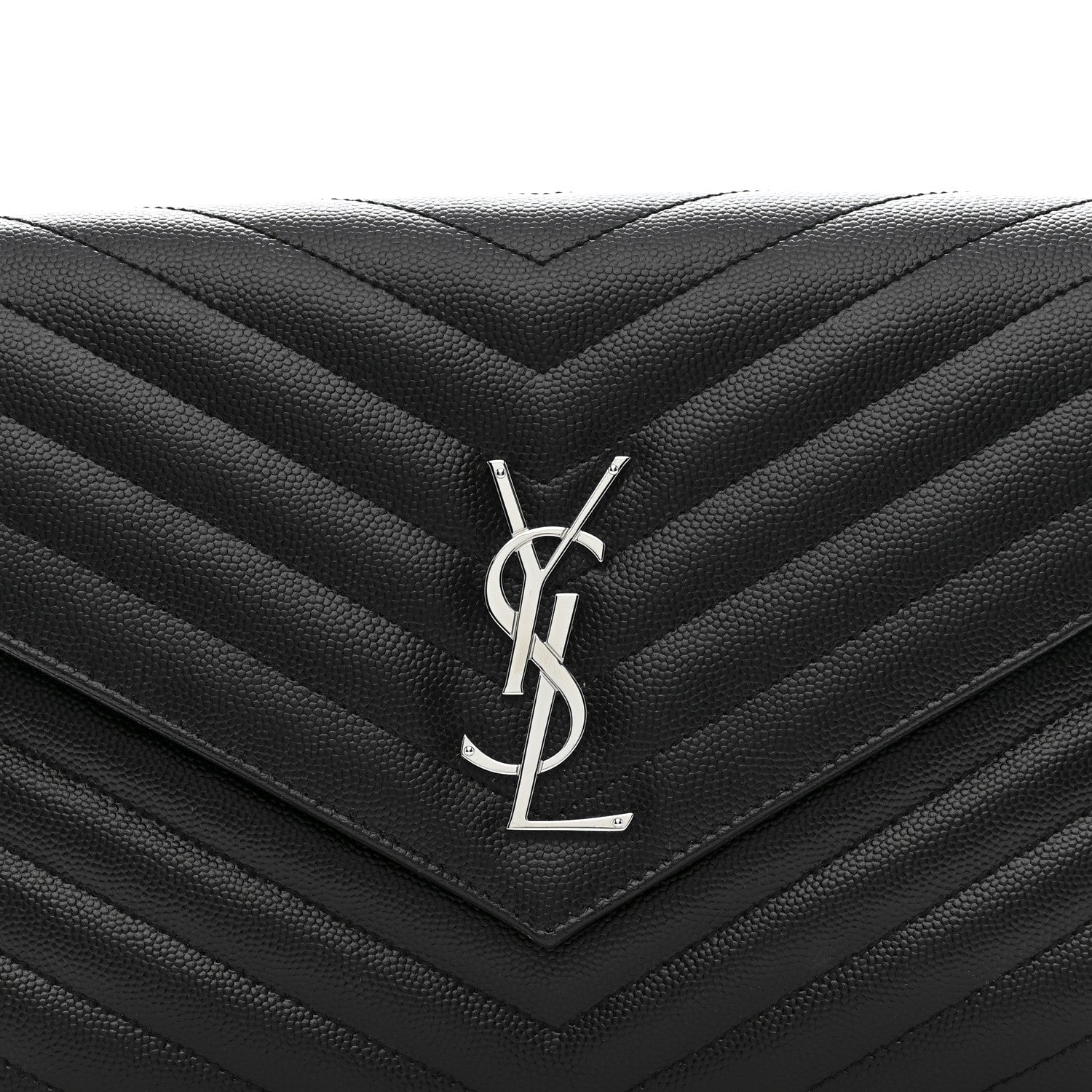 Saint Laurent Grain De Poudre Matelasse Chevron Monogram Envelope Clutch Black 8 of 10