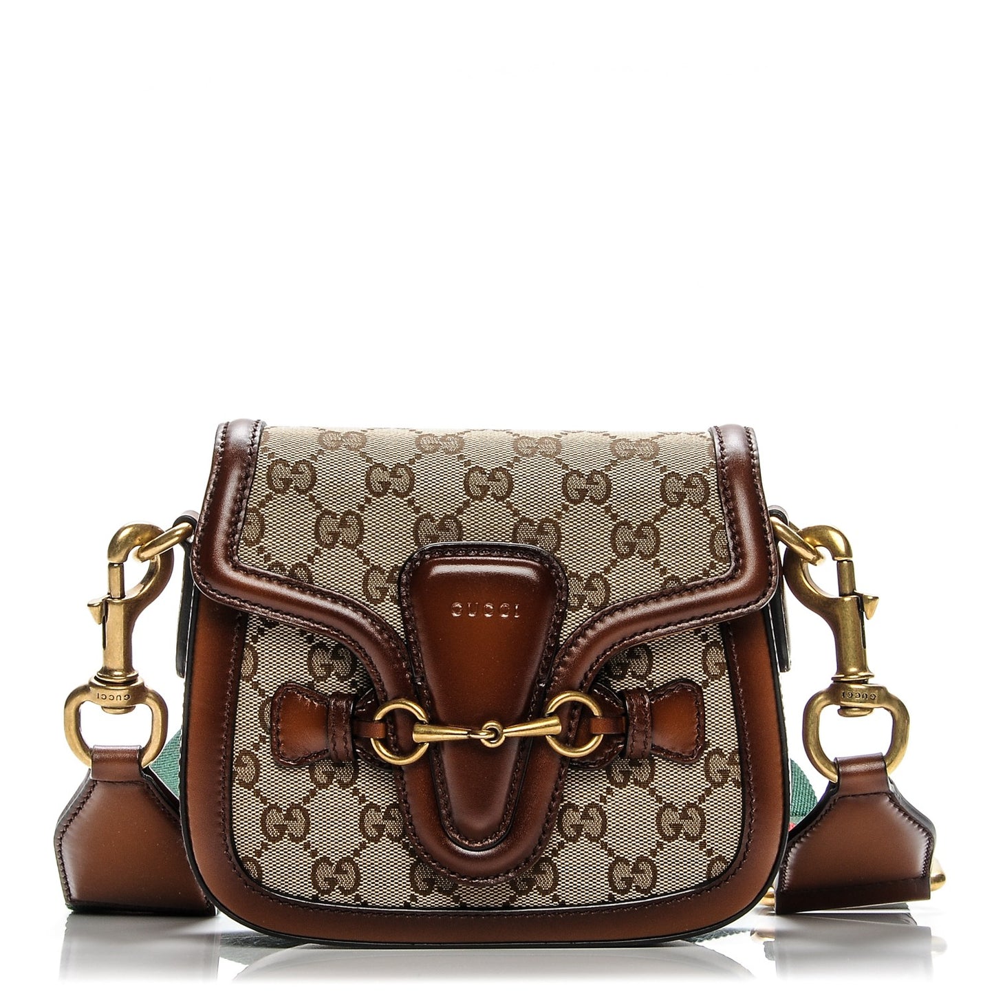 Monogram Small Lady Web Shoulder Bag Beige Cuir