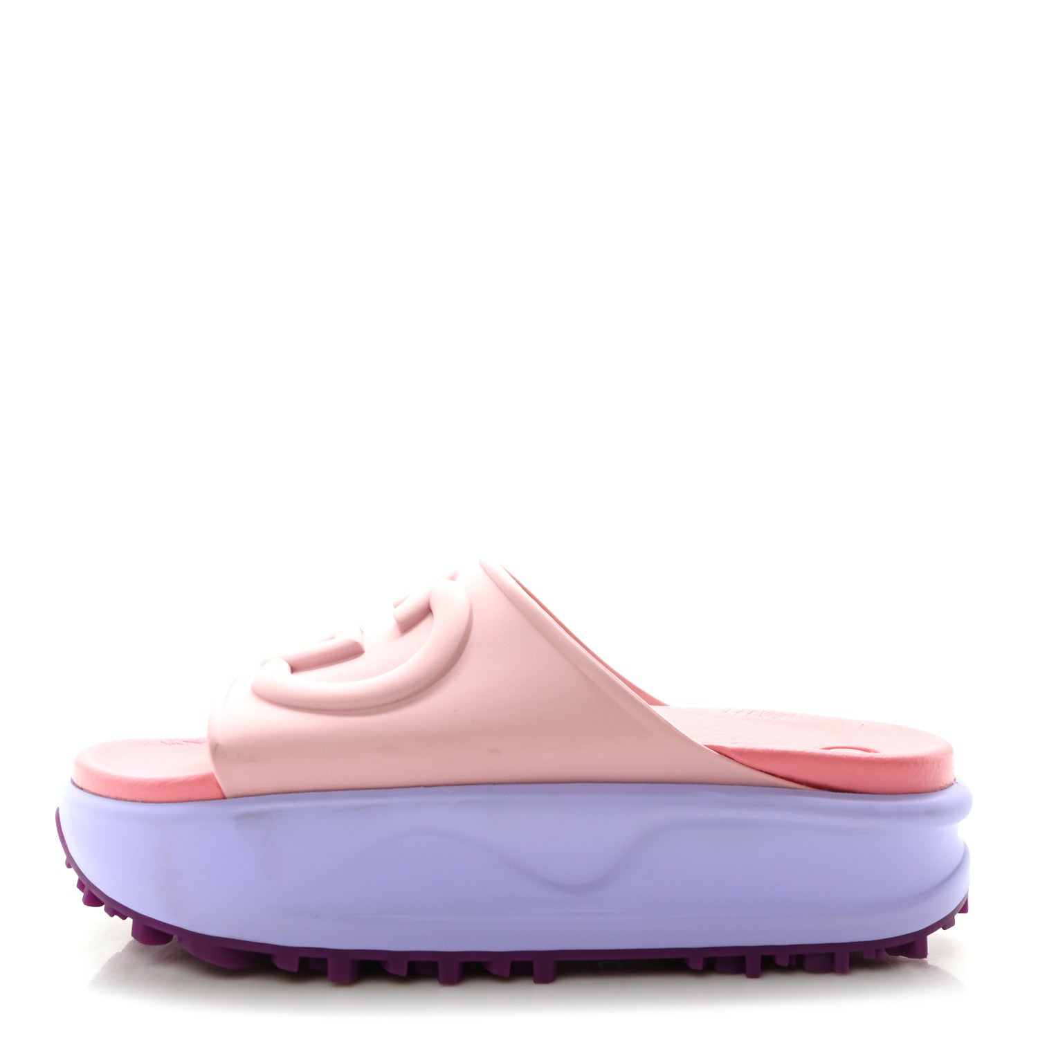 Gucci Soft Rubber Womens Interlocking G Platform 42mm Slide Sandals 36 Sugar Pink 1 of 9