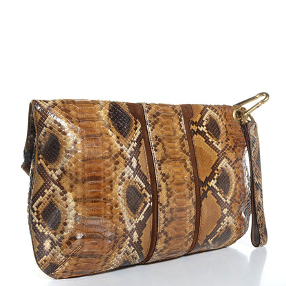 Jimmy Choo Python Marin Foldover Clutch Brown 3 of 6