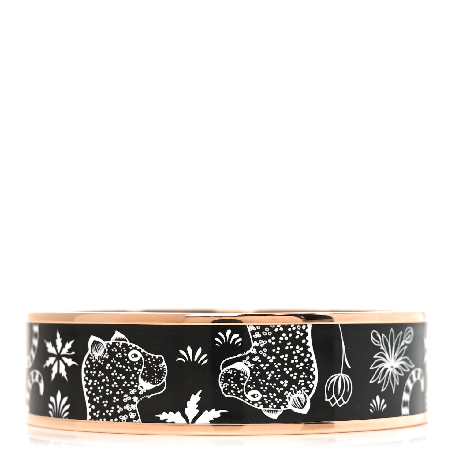 Hermes Enamel Printed Wide Les Léopards Bracelet 70 Positif Negatif 3 of 6
