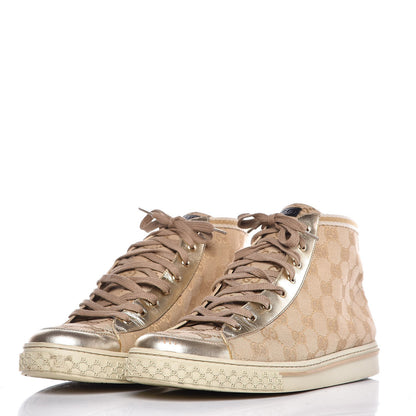 Gucci Monogram High Top Sneakers 39.5 Gold 3 of 14