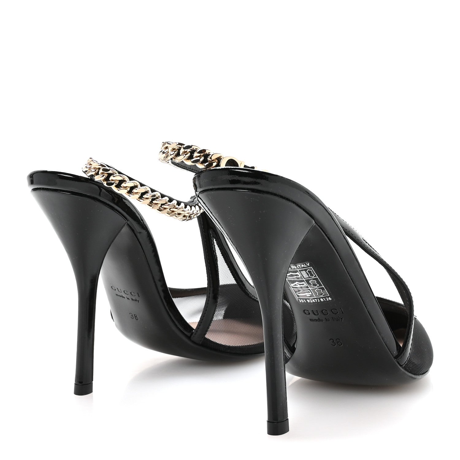 Gucci Tela Retino Patent Signoria Slingback Pumps 38 Black 5 of 8
