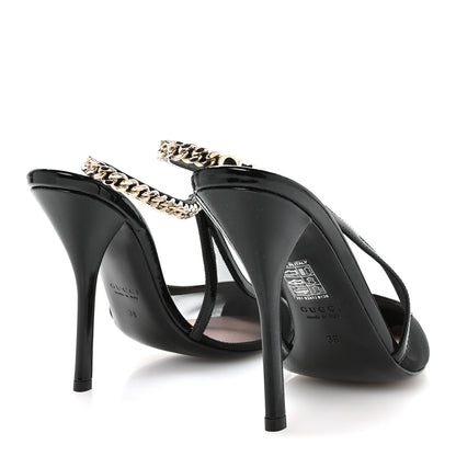Gucci Tela Retino Patent Signoria Slingback Pumps 38 Black 5 of 8