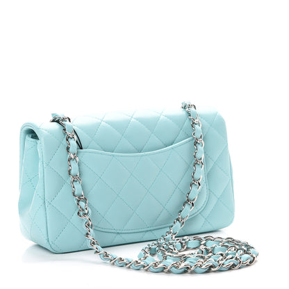 Chanel Lambskin Quilted Mini Rectangular Flap Light Blue 2 of 10