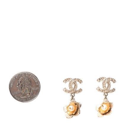 Chanel Pearl CC Flower Drop Earrings Gold 2 of 4