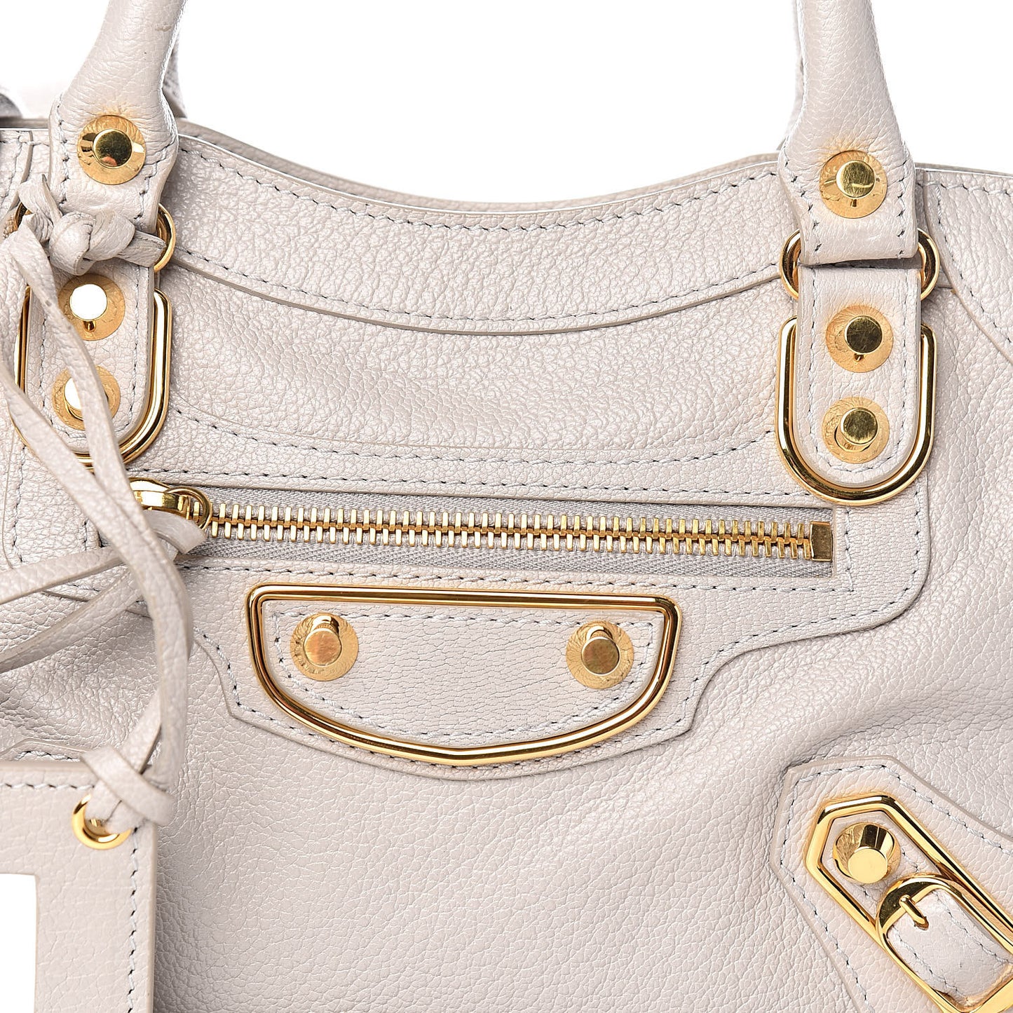 Chevre Gold Metallic Edge Hardware Mini City Gris Clair Gris Perle