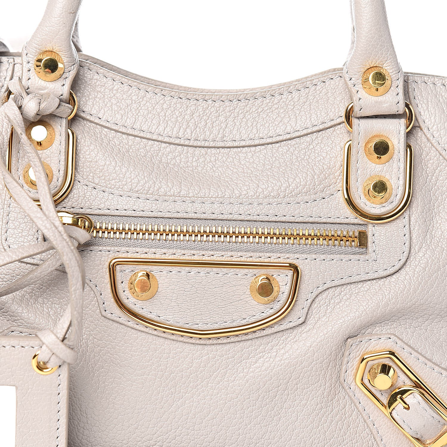 Balenciaga Chevre Gold Metallic Edge Hardware Mini City Gris Clair Gris Perle 10 of 10