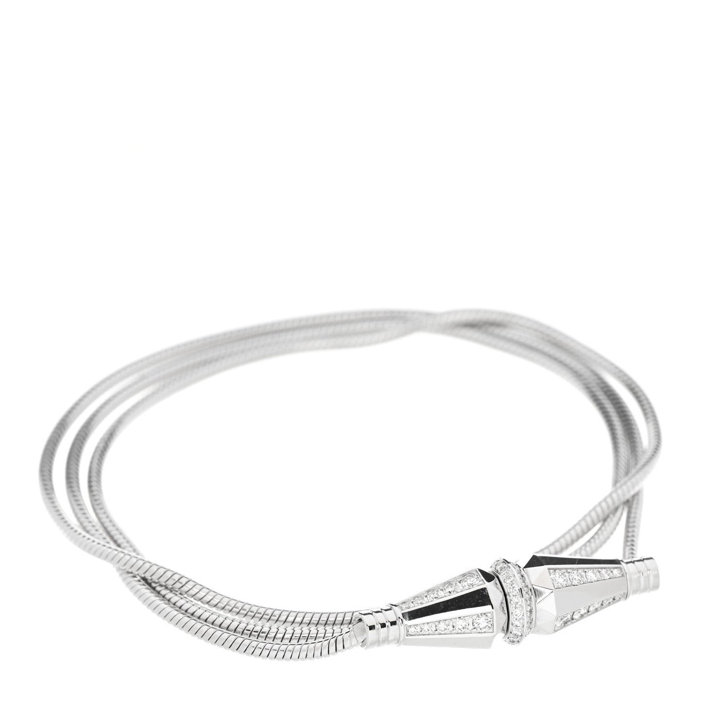 18K White Gold Diamond Jack de Boucheron Triple Wrap Bracelet