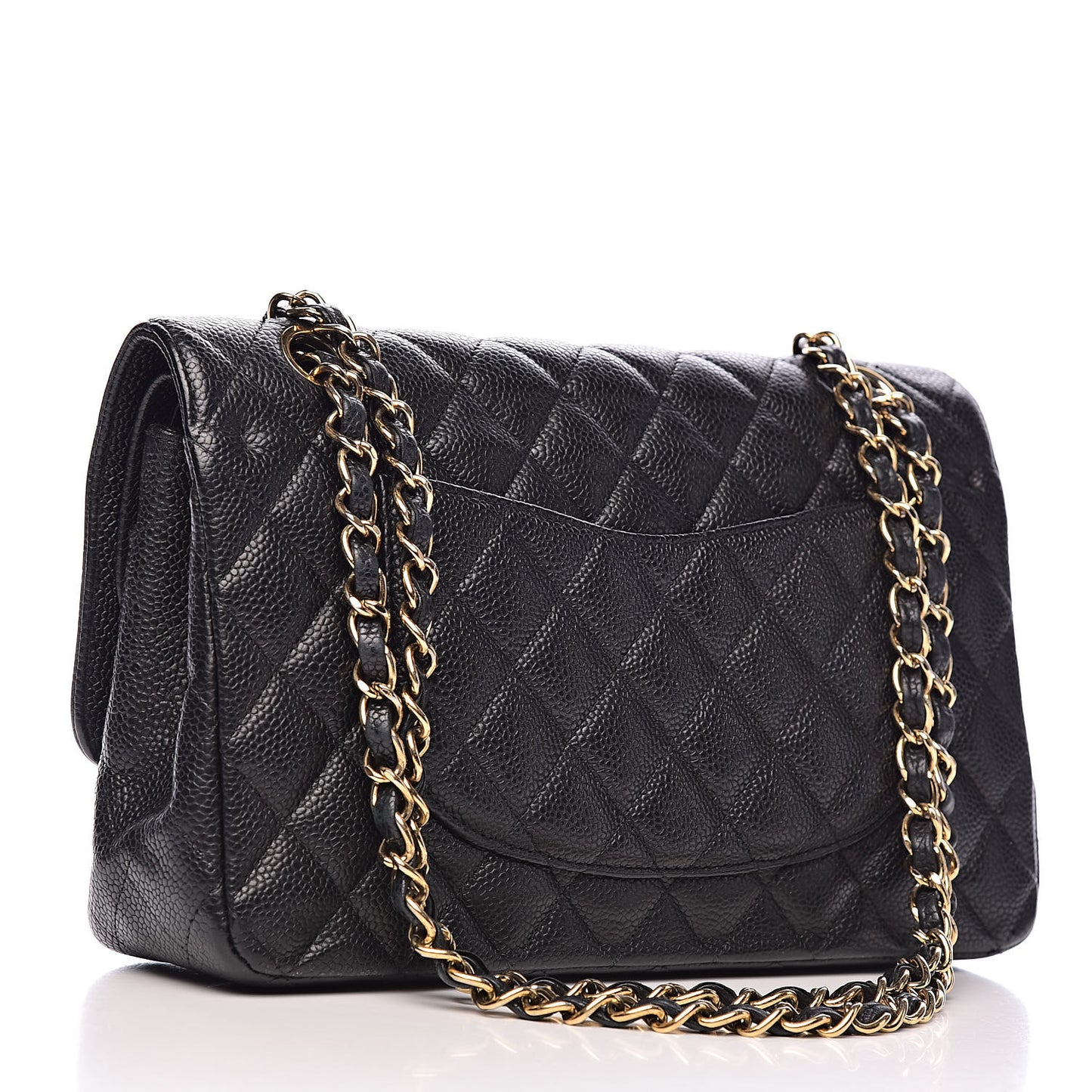 Caviar Quilted Medium Double Flap Black