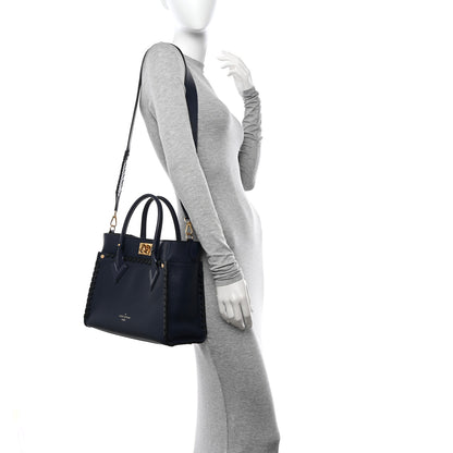 Louis Vuitton Calfskin Mahina Braided On My Side MM Navy 2 of 9