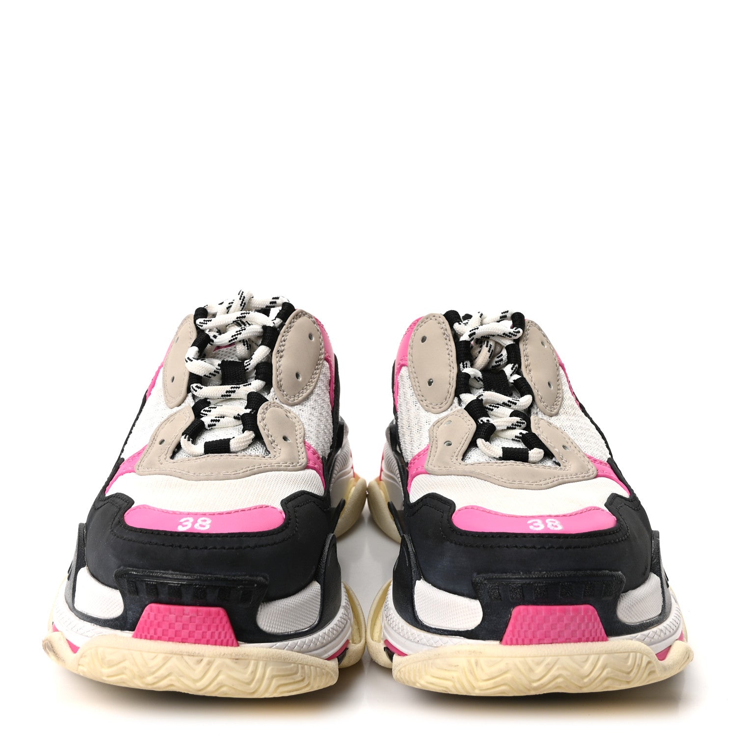 Balenciaga Fabric Mesh Womens Triple S Mule Sneakers 38 White Pink Black 3 of 9