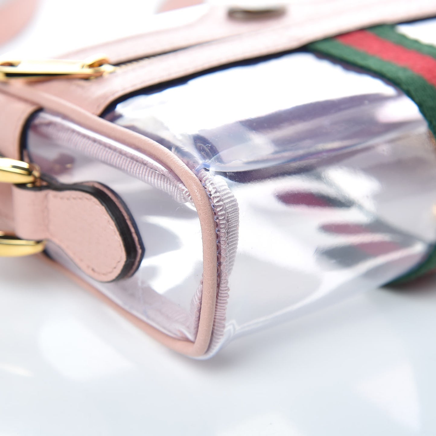 Vinyl Web Mini Ophidia Transparent Shoulder Bag Perfect Pink