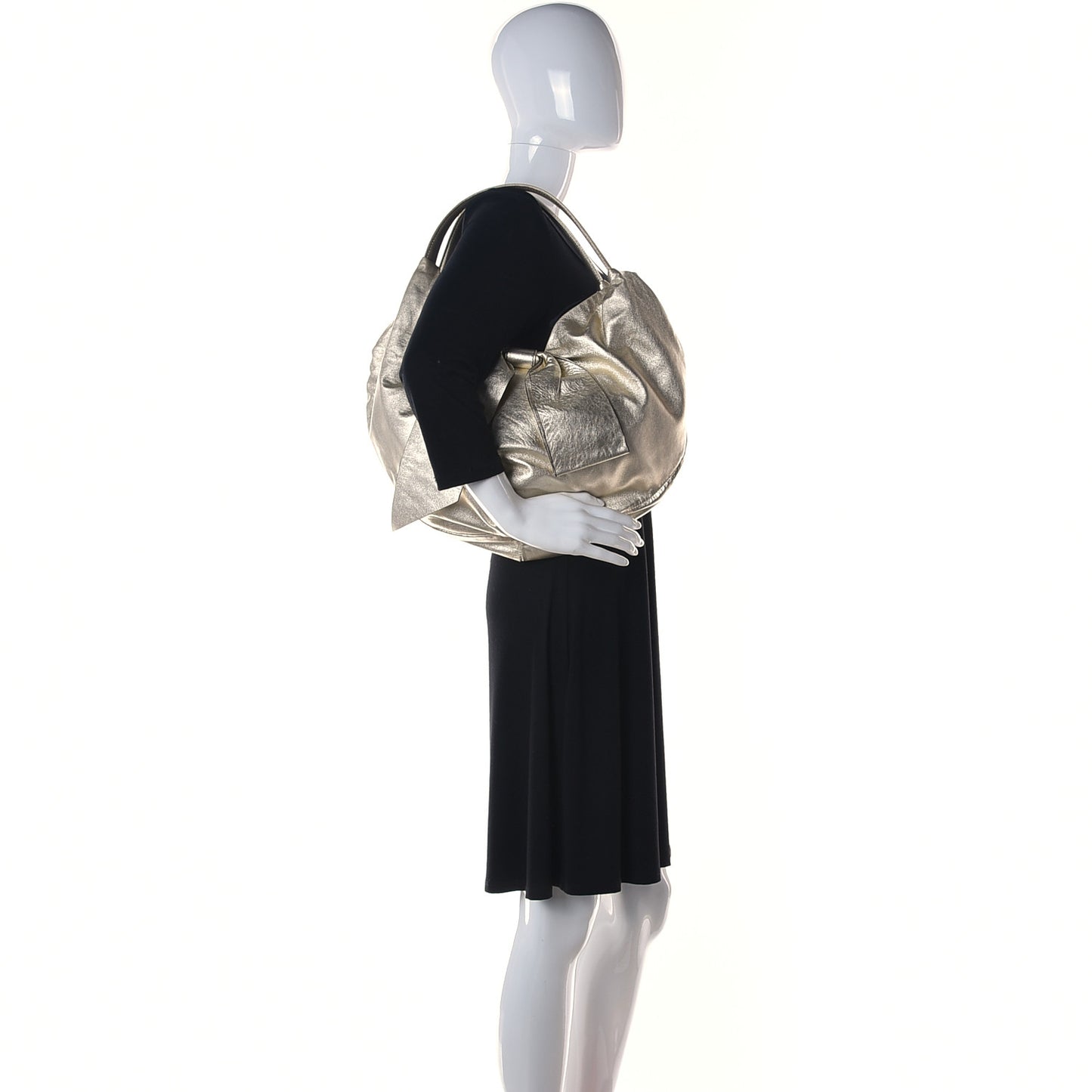 Metallic Nappa 360 Bow Shoulder Bag Gold