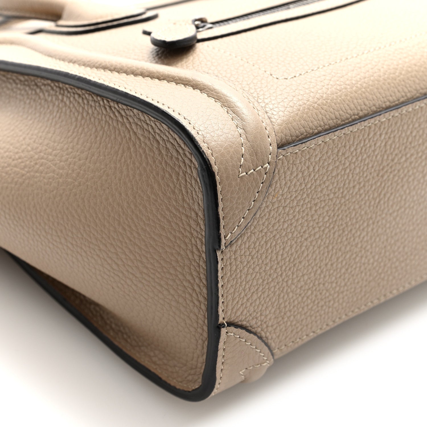 Celine Drummed Calfskin Nano Luggage Dune 8 of 9