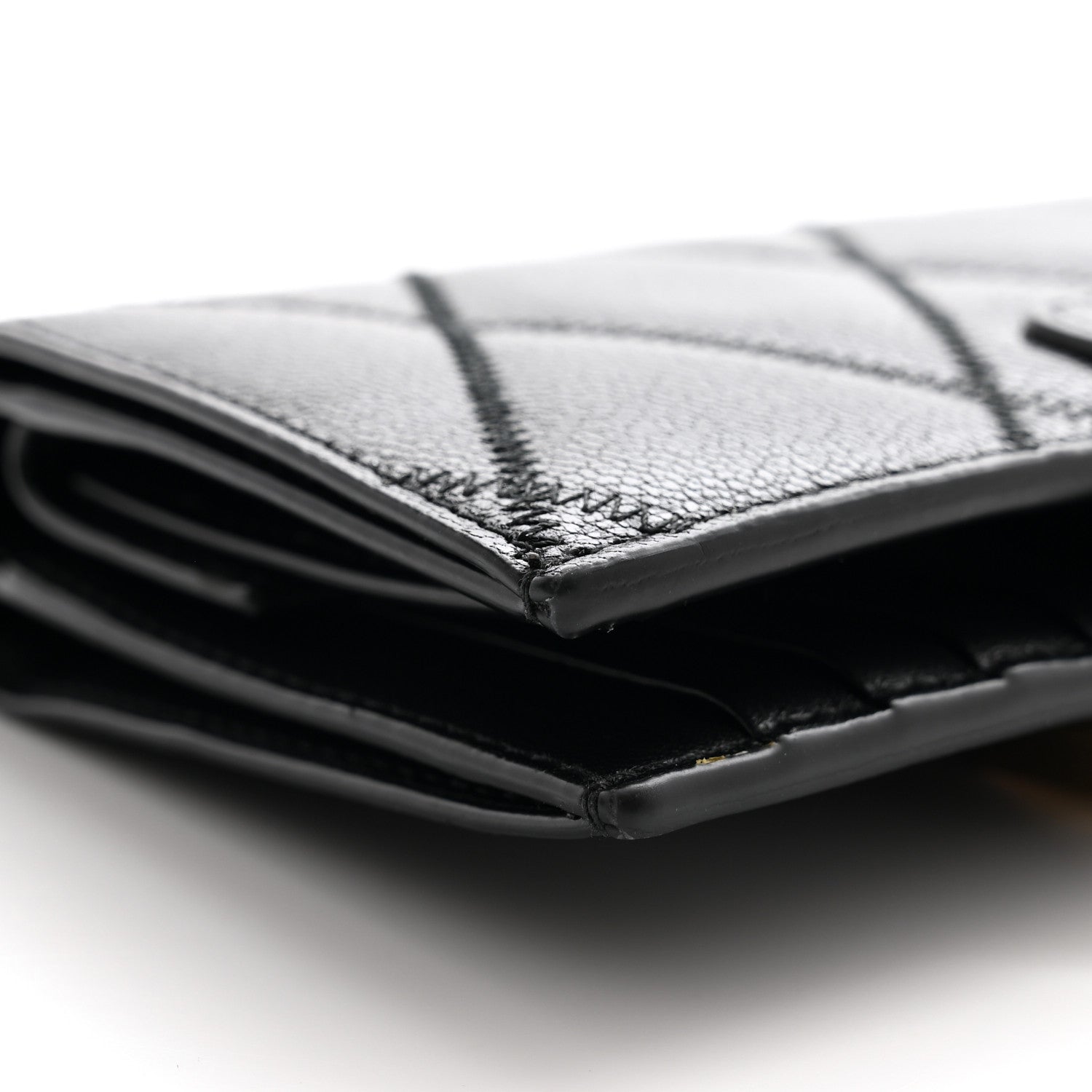 Givenchy Goatskin Diamond Quilted GV3 Medium Wallet Black 7 of 7