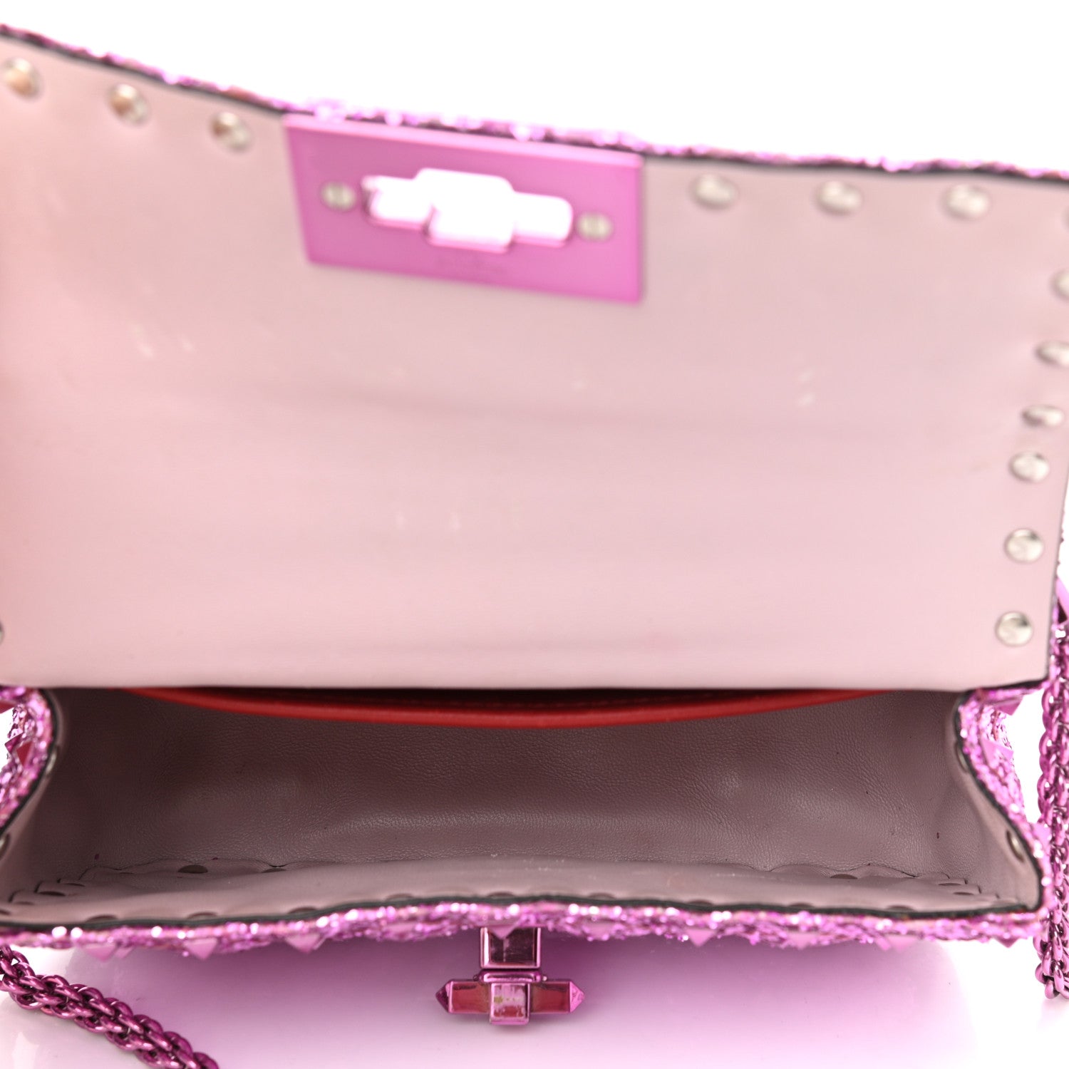 Valentino Garavani Glitter Mini Rockstud Spike Shoulder Bag Water Lilac 5 of 13