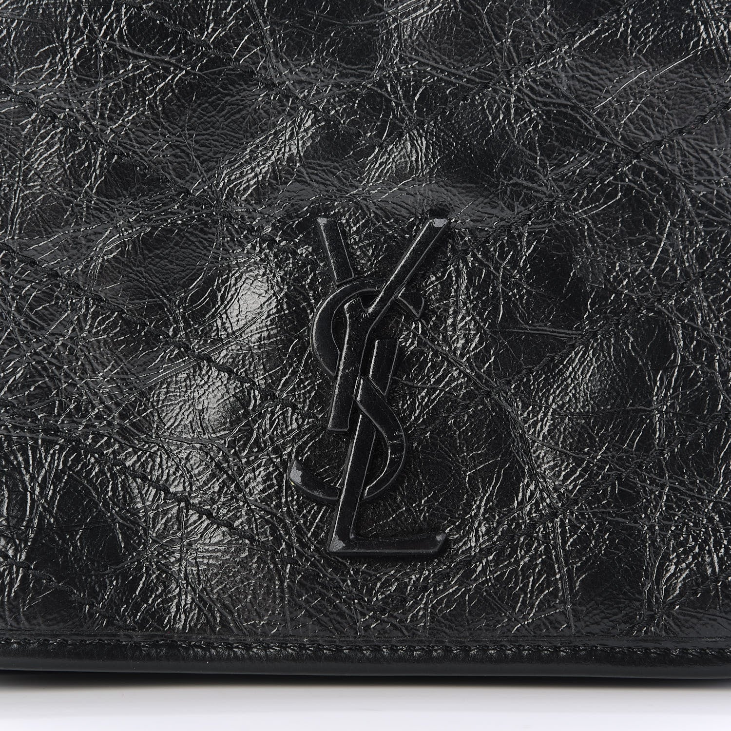 Saint Laurent Crinkled Calfskin Matelasse Monogram Niki Chain Wallet Black 10 of 10