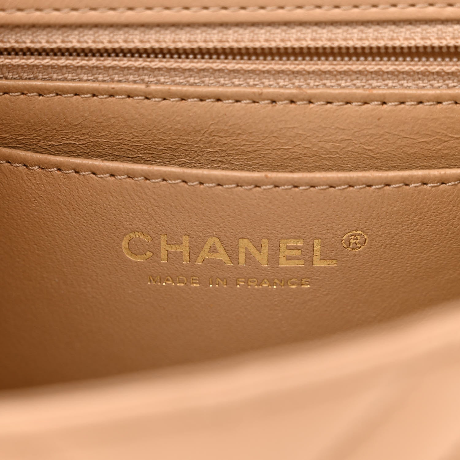 Chanel Calfskin Chevron Quilted Mini Rectangular Flap Dark Beige 6 of 10