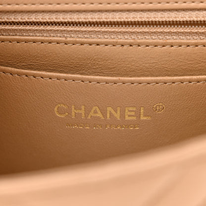 Chanel Calfskin Chevron Quilted Mini Rectangular Flap Dark Beige 6 of 10
