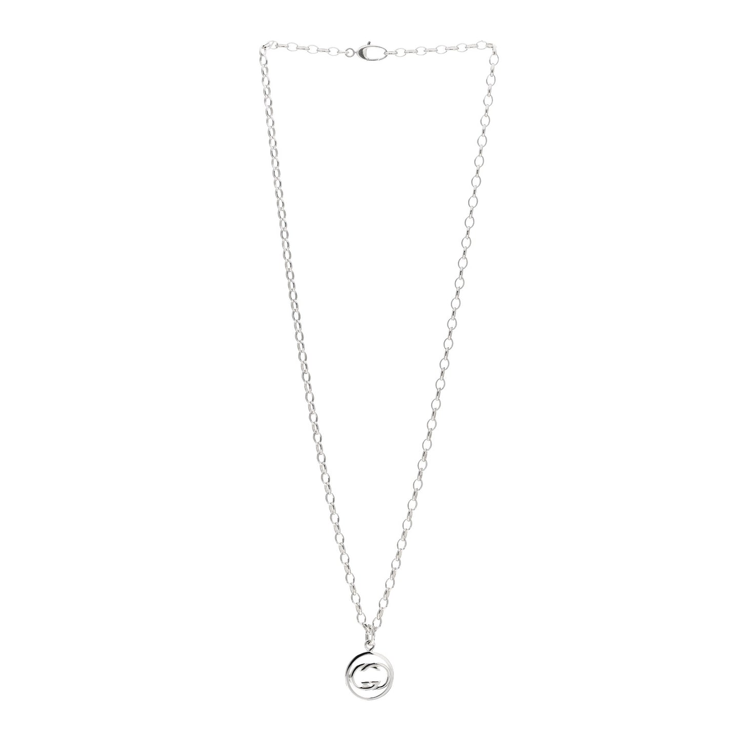 Sterling Silver Interlocking Circle GG Pendant Necklace