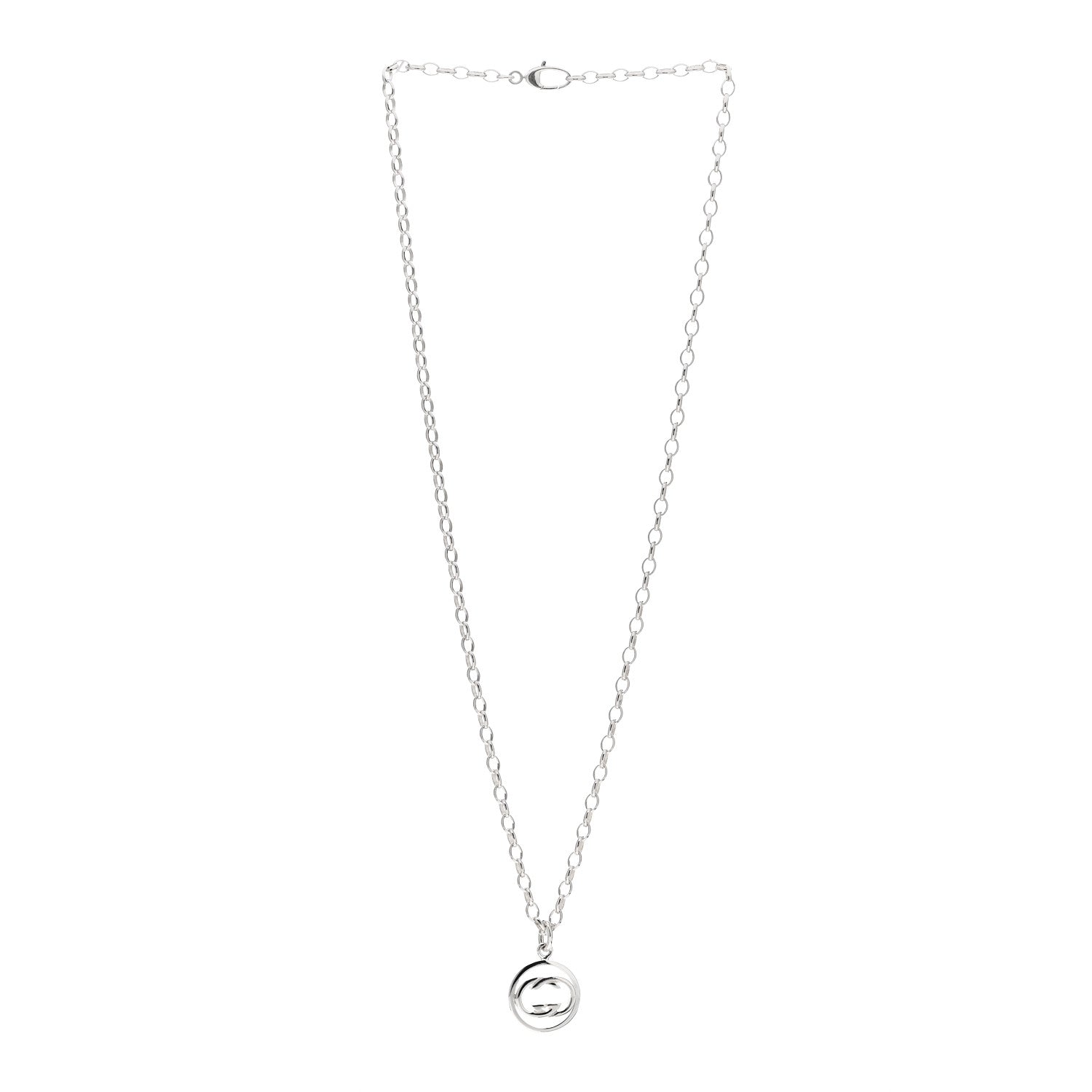 Gucci Sterling Silver Interlocking Circle GG Pendant Necklace 3 of 4