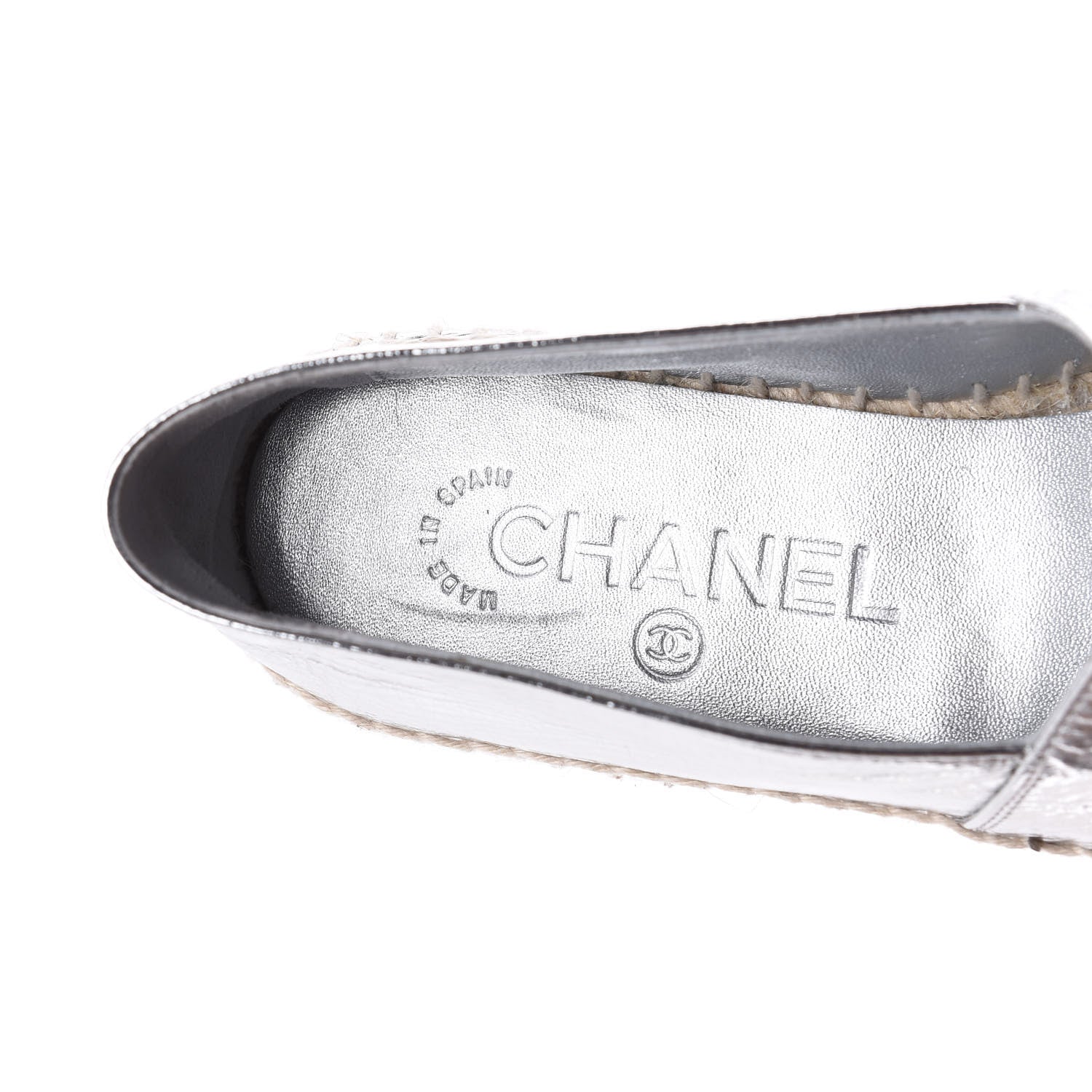 Chanel Laminated Goatskin CC Espadrilles 35 Silver 8 of 11