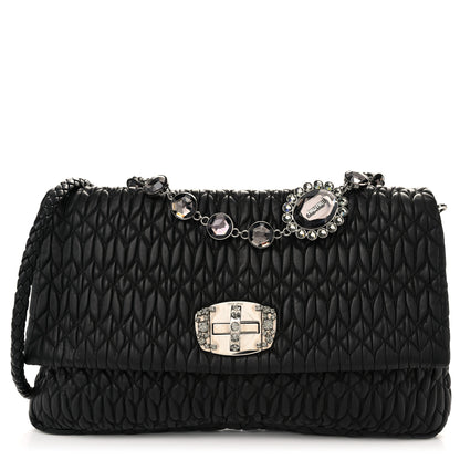 Miu Miu Nappa Matelasse Crystal Flap Clutch Black 1 of 12