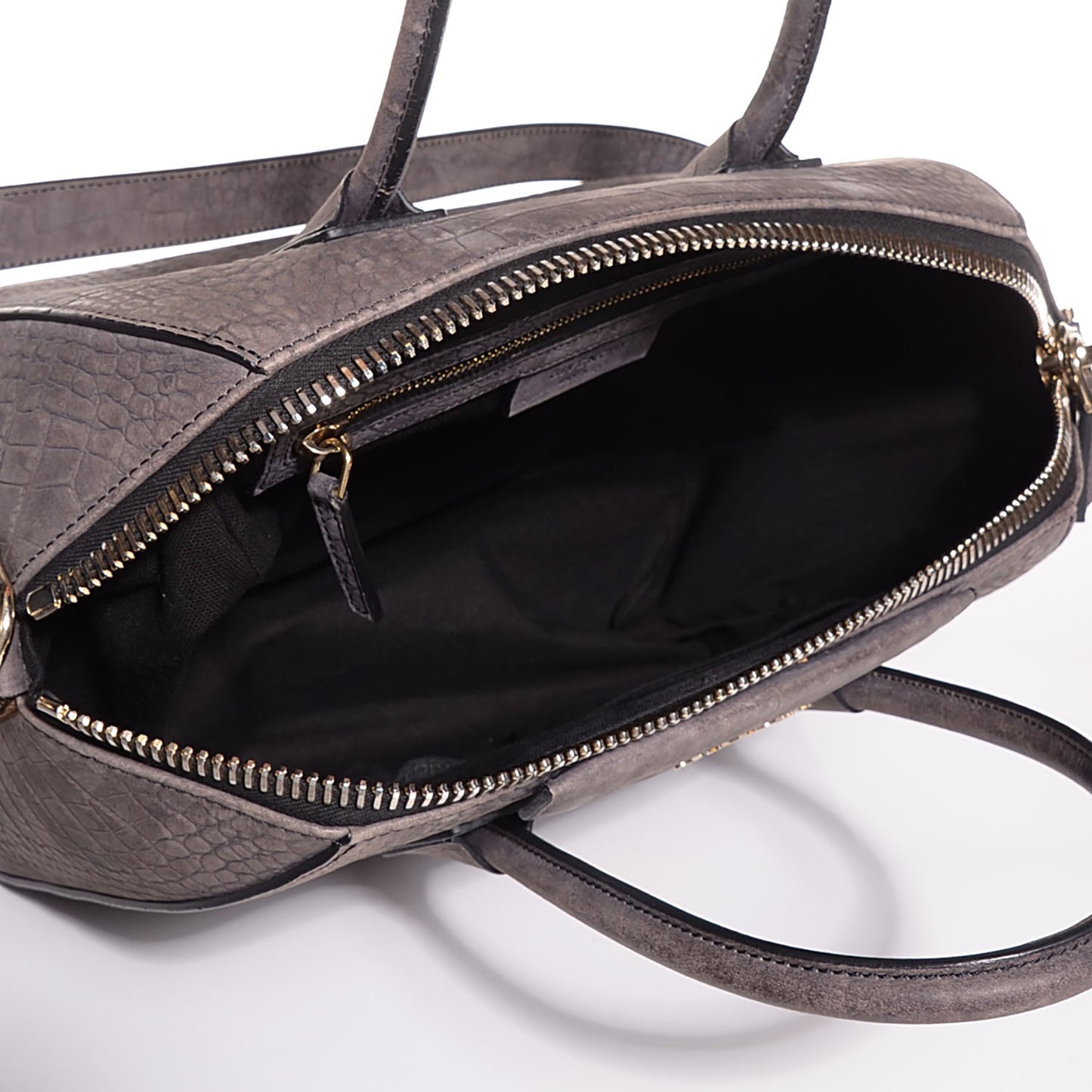 Nubuck Crocodile Embossed Medium Antigona Washed Black
