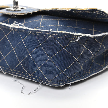 Chanel Denim Quilted Medium Pompom Flap Dark Blue 9 of 12