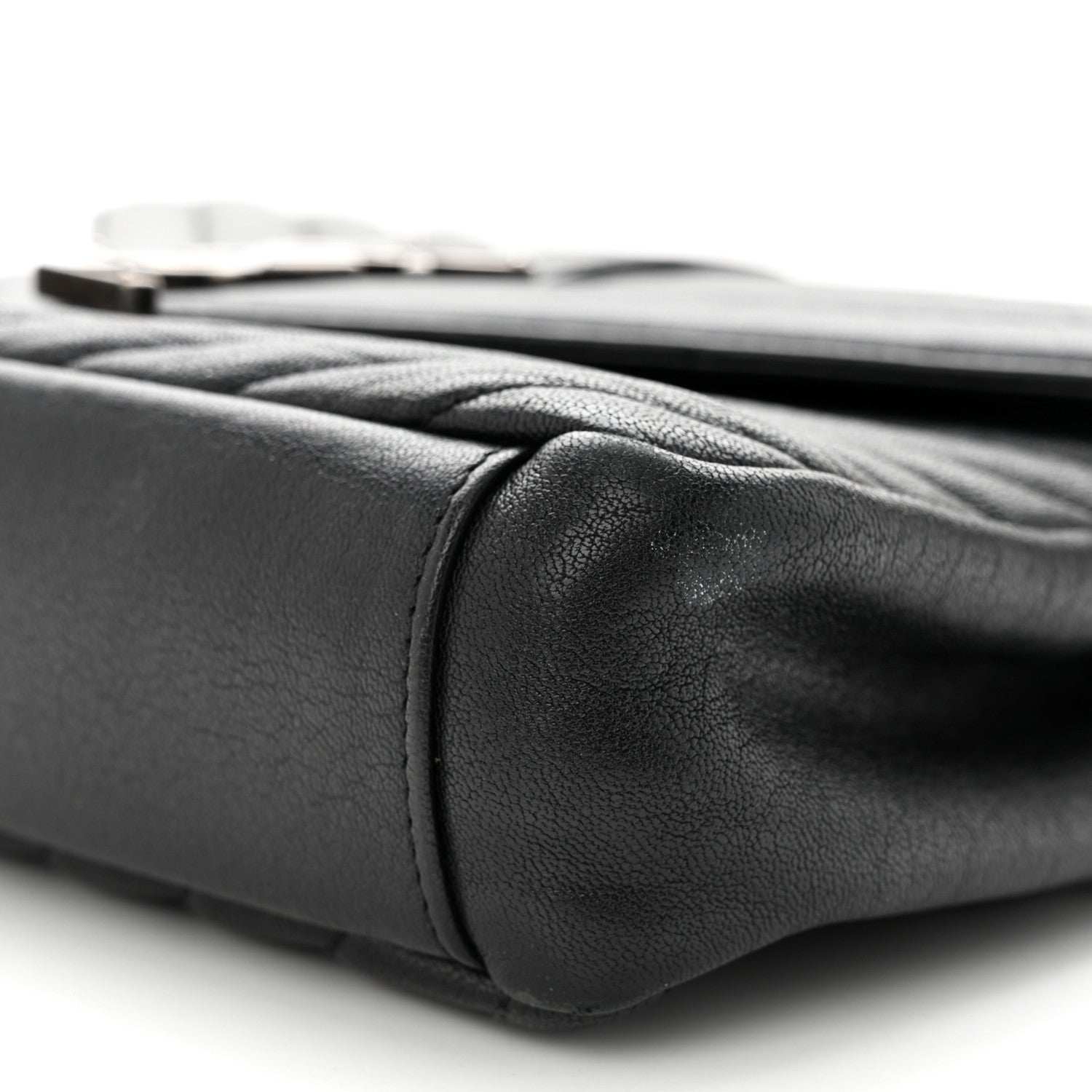 Saint Laurent Sheepskin Matelasse Chevron Monogram Medium College Bag Black 10 of 11