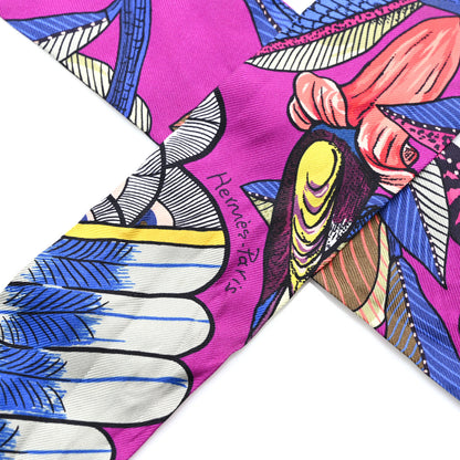 Hermes Silk Tree Of Song Twilly Fuchsia Bleu Rouge 3 of 5