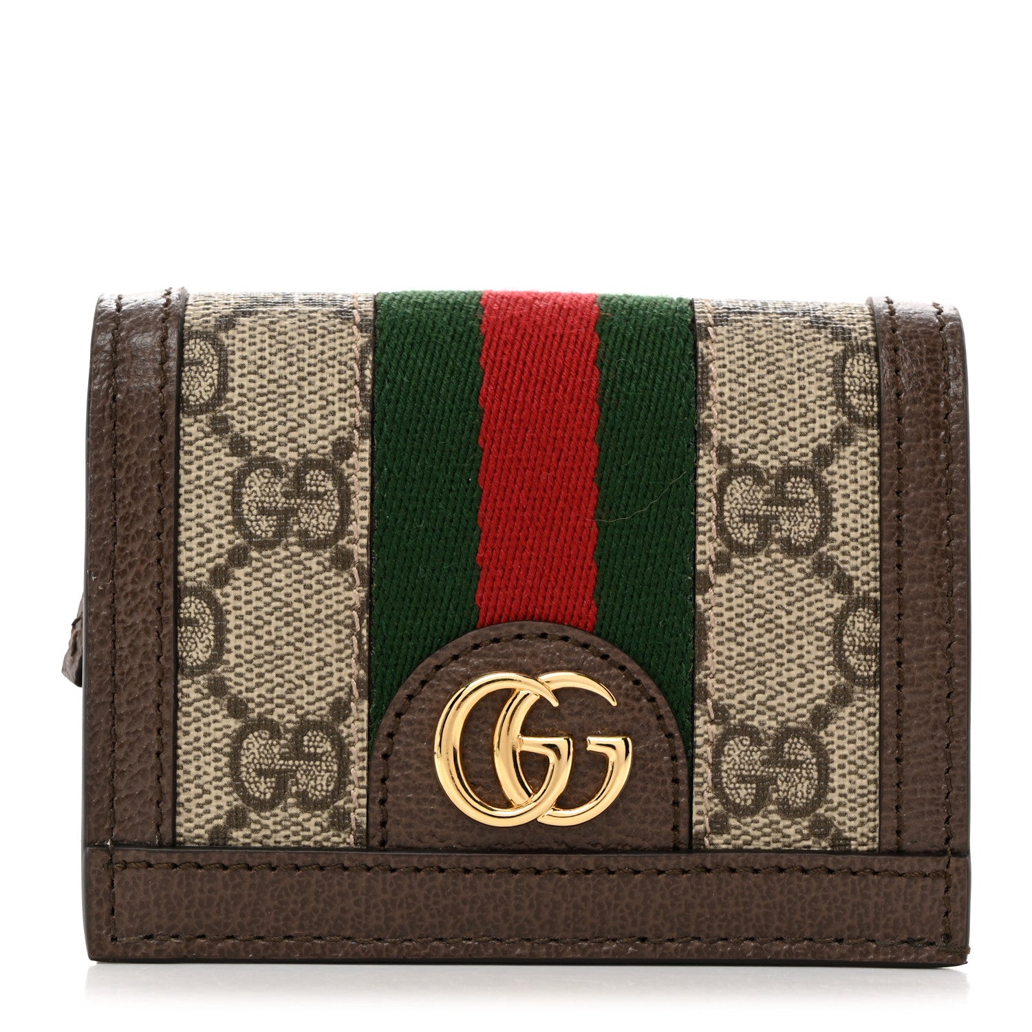 Gucci GG Supreme Monogram Web Ophidia Card Case Beige New Acero 1 of 7
