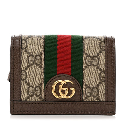 Gucci GG Supreme Monogram Web Ophidia Card Case Beige New Acero 1 of 7
