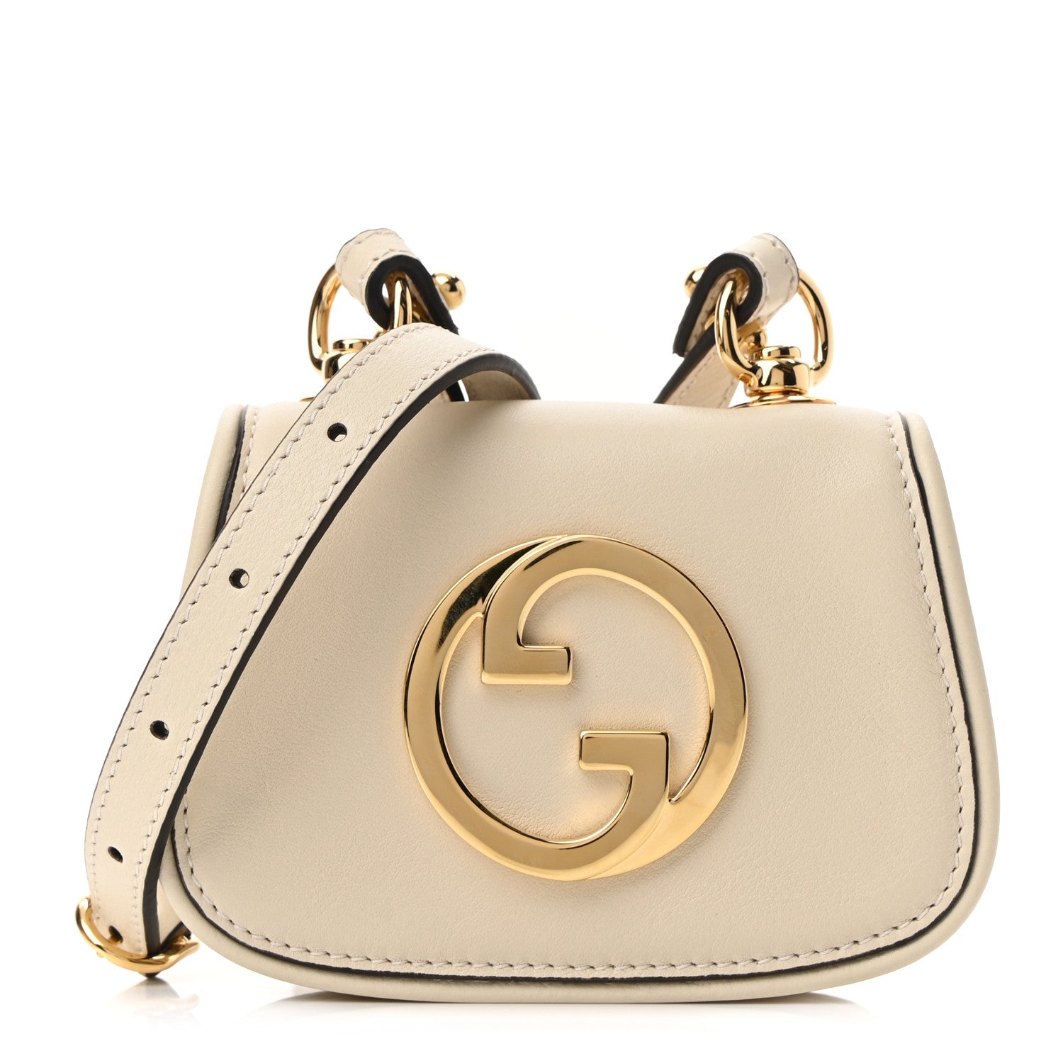 Gucci Roxy Calfskin Blondie Card Case Wallet with Strap Mystic White 1 of 11