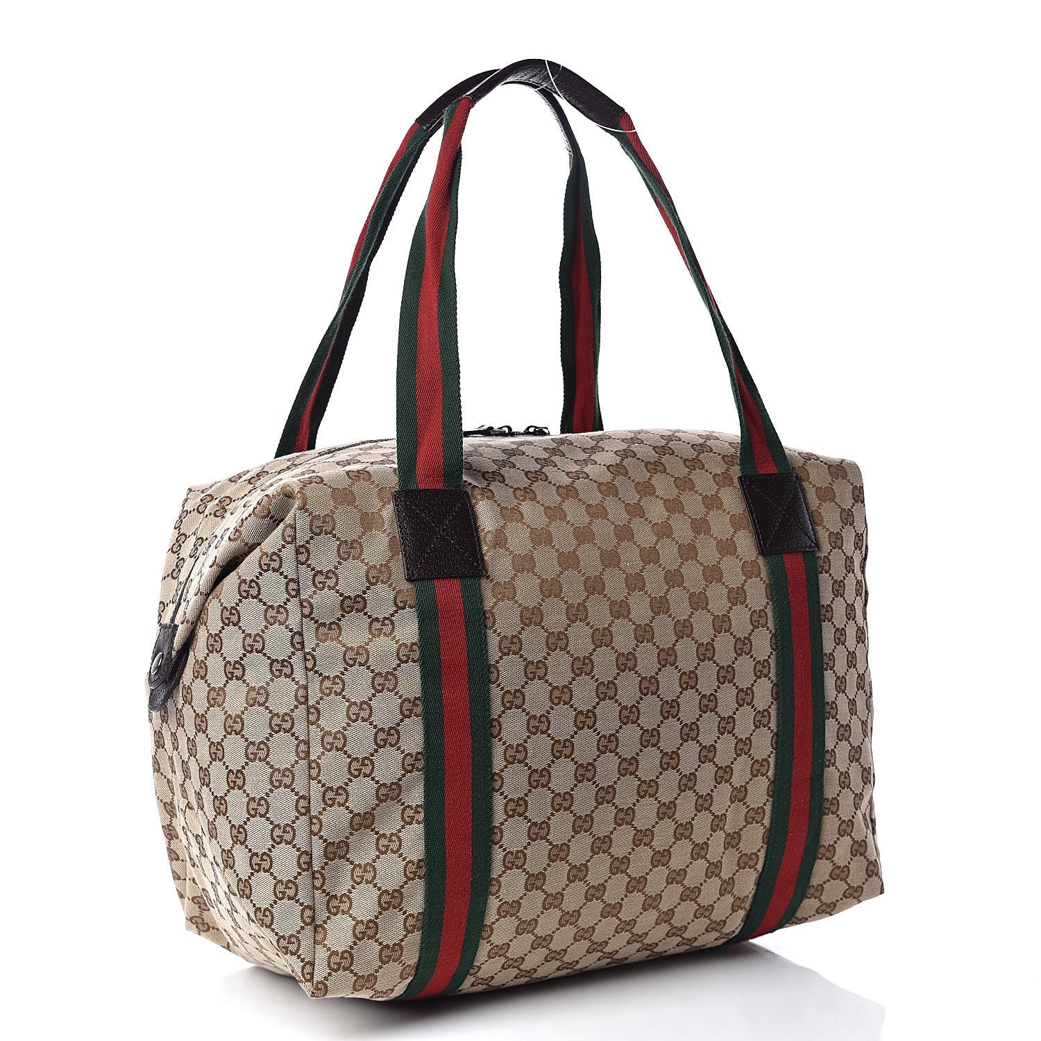 Gucci GG Monogram Web Medium Collapsible Carry On Duffle Beige Brown 3 of 10