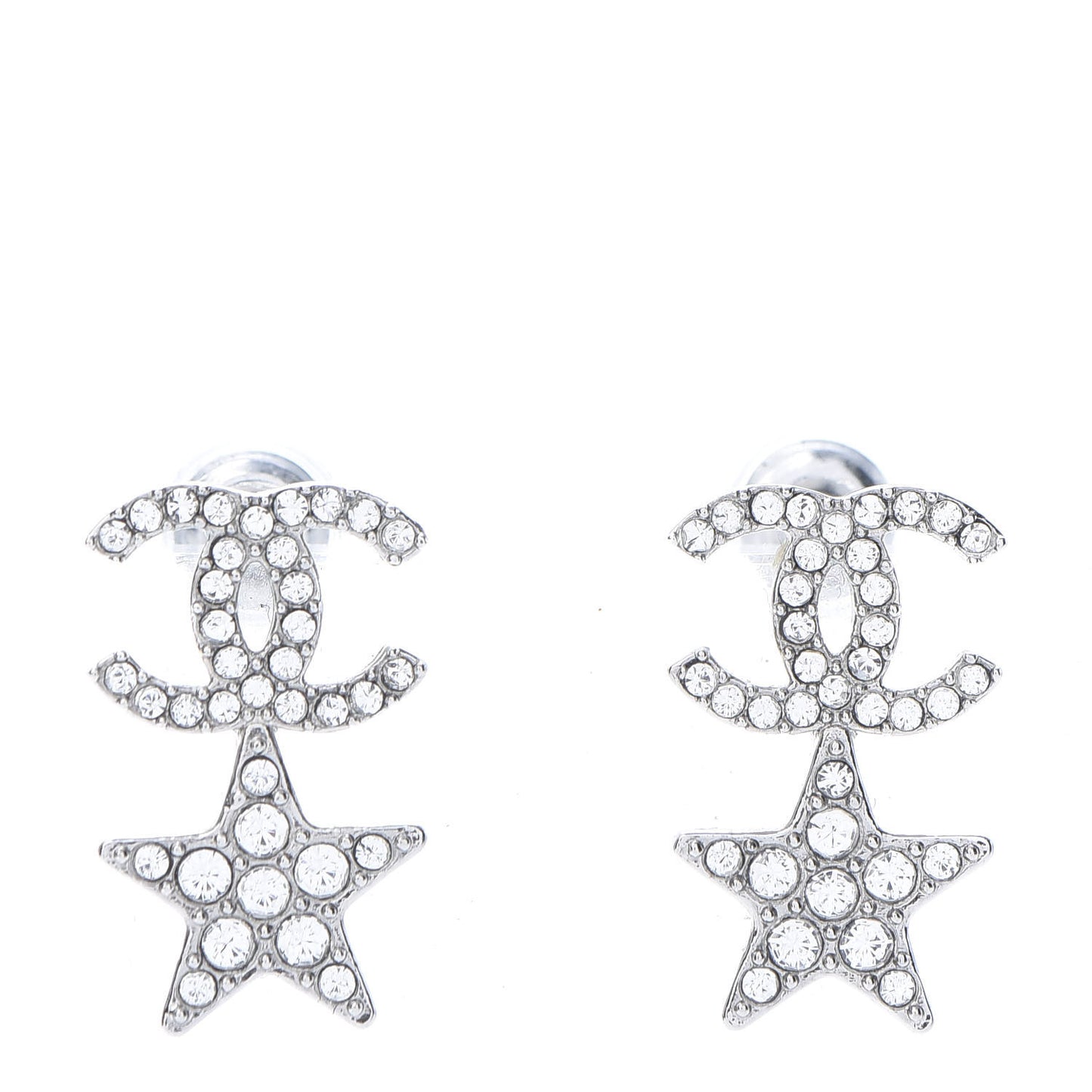Crystal CC Star Earrings Silver