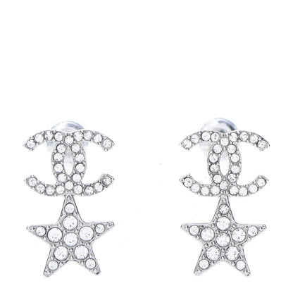 Chanel Crystal CC Star Earrings Silver 1 of 5