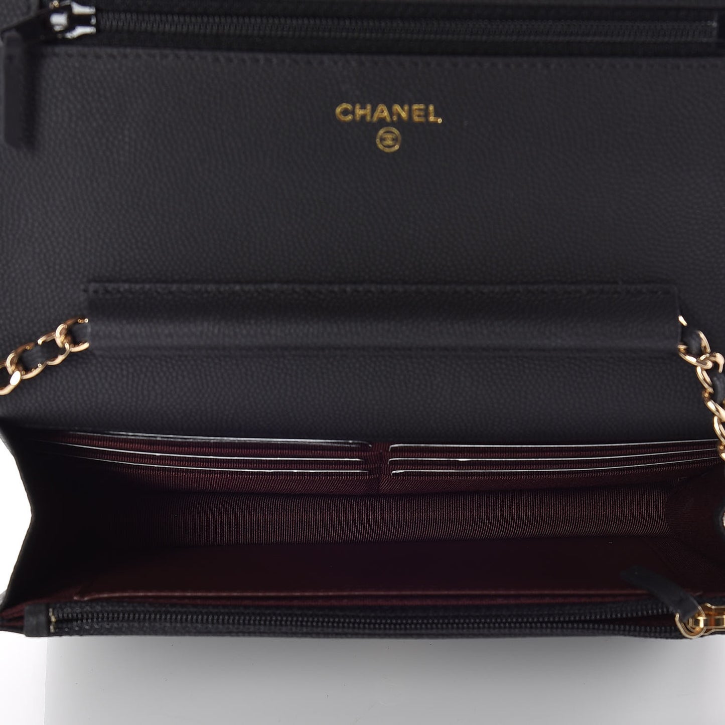 Caviar Chevron Quilted Wallet On Chain WOC Black