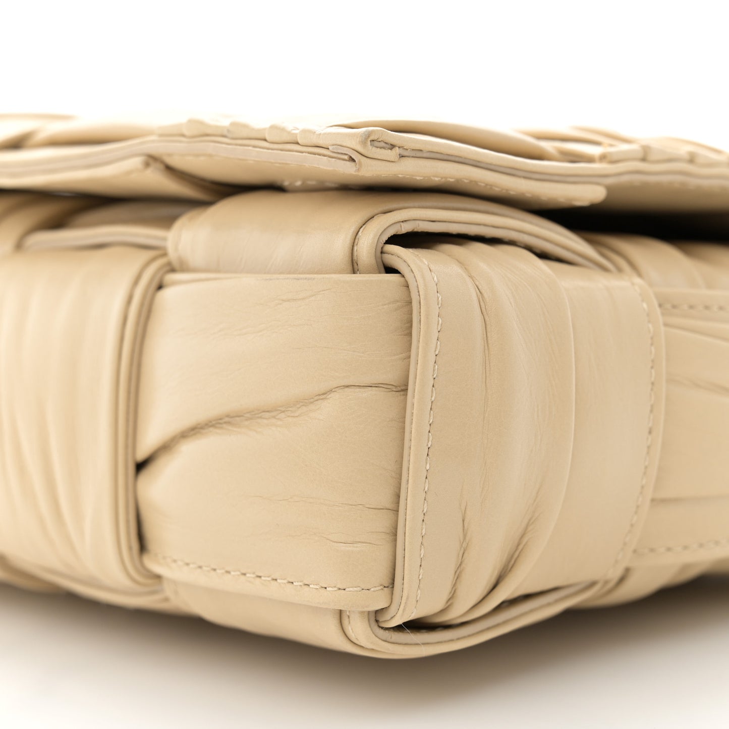 Calfskin Intreccio Plisse Cassette Crossbody Bag Porridge