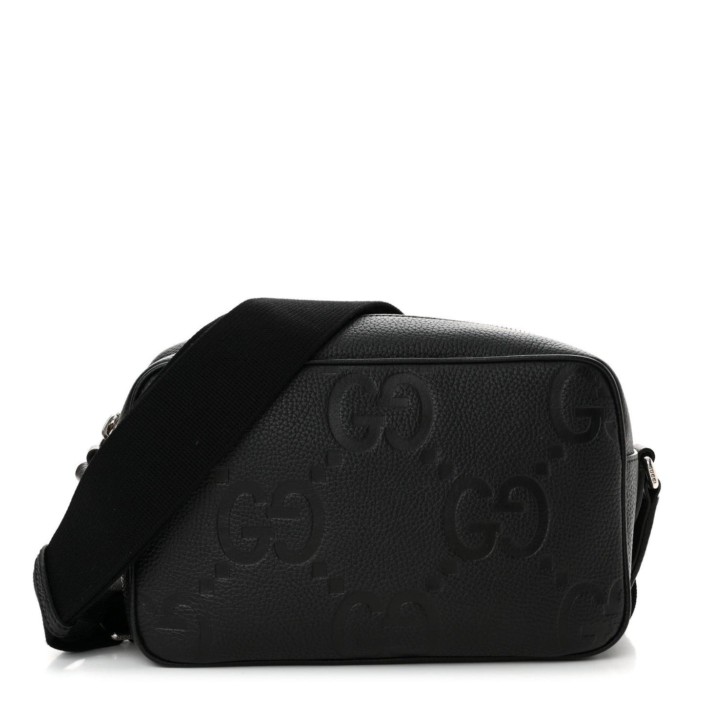 Piuma Calfskin Jumbo GG Embossed Medium Messenger Bag Black