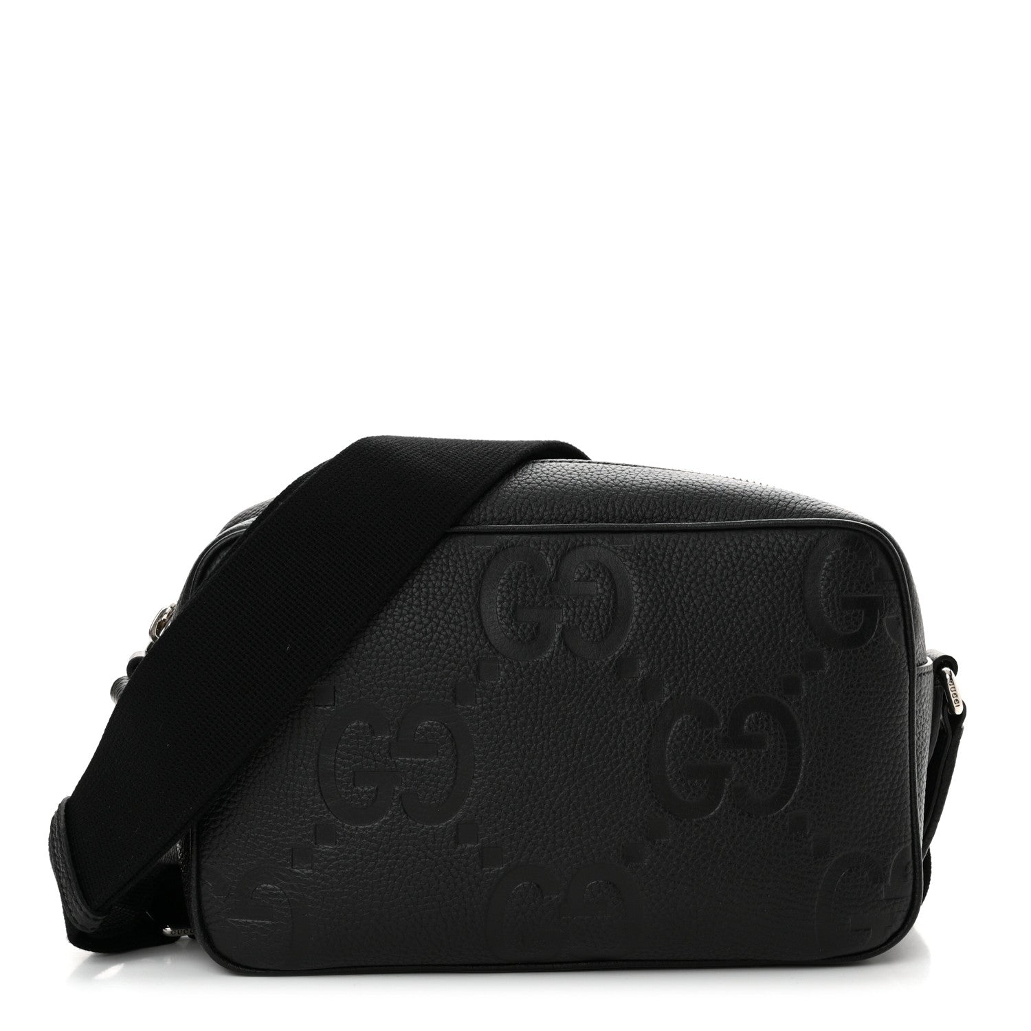 Gucci Piuma Calfskin Jumbo GG Embossed Medium Messenger Bag Black 1 of 10