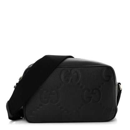 Gucci Piuma Calfskin Jumbo GG Embossed Medium Messenger Bag Black 1 of 10