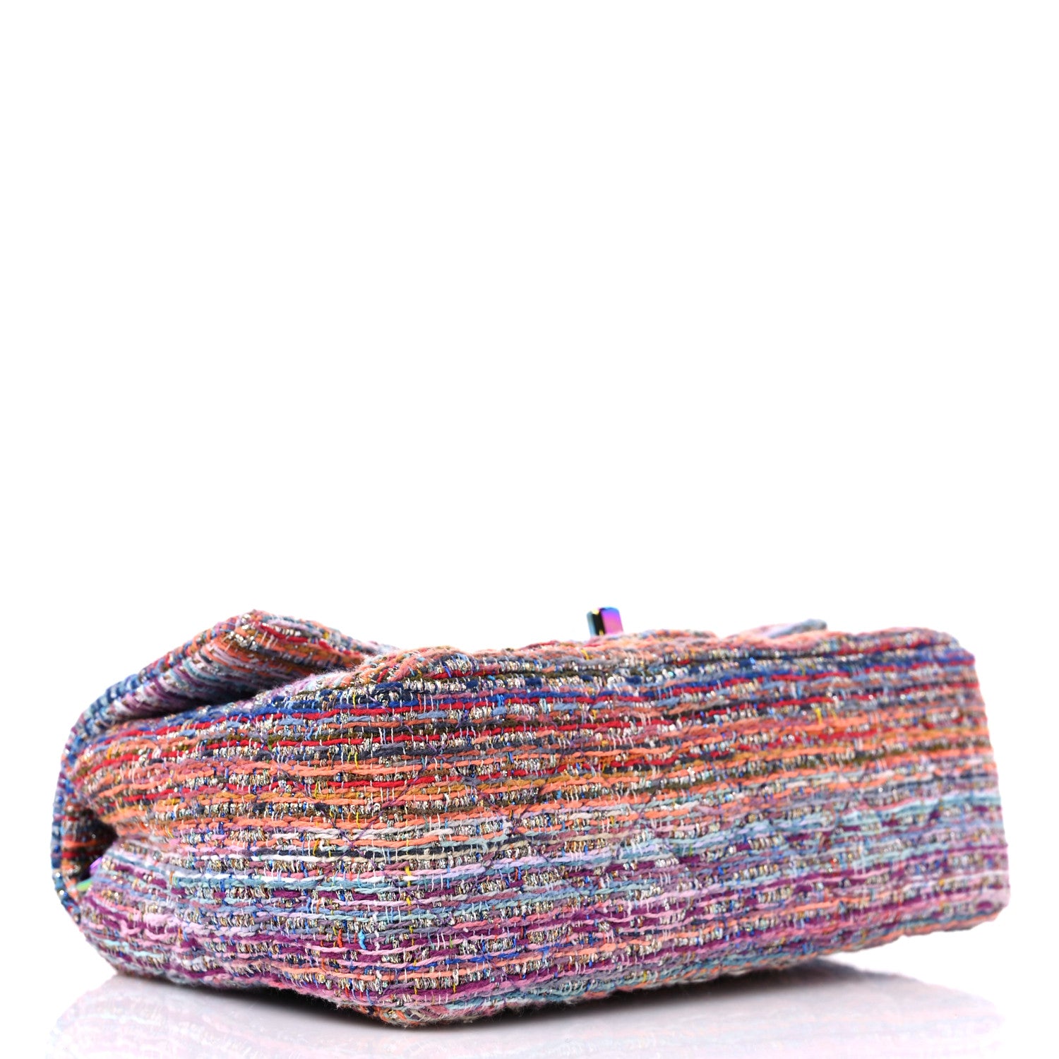 Chanel Tweed Quilted Mini Rectangular Flap Blue Pink Orange 4 of 9