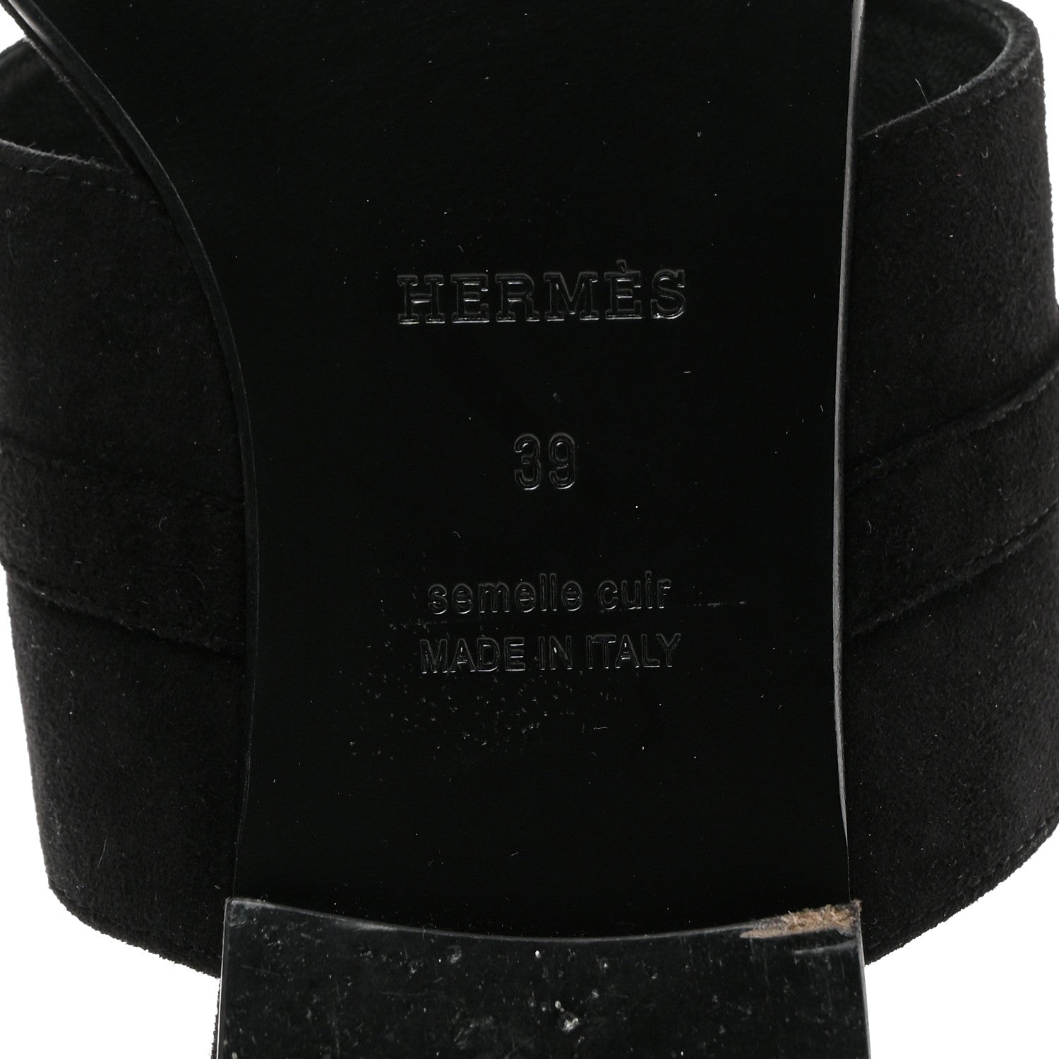 Hermes Suede Goatskin Avenue Sandals 39 Black 8 of 9